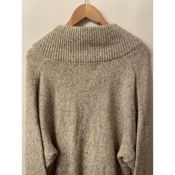 Vintage Oversized Sweater Ragg Wool Blend Northwoods Shawl Mens L Beige Ivory - Picture 8 of 11